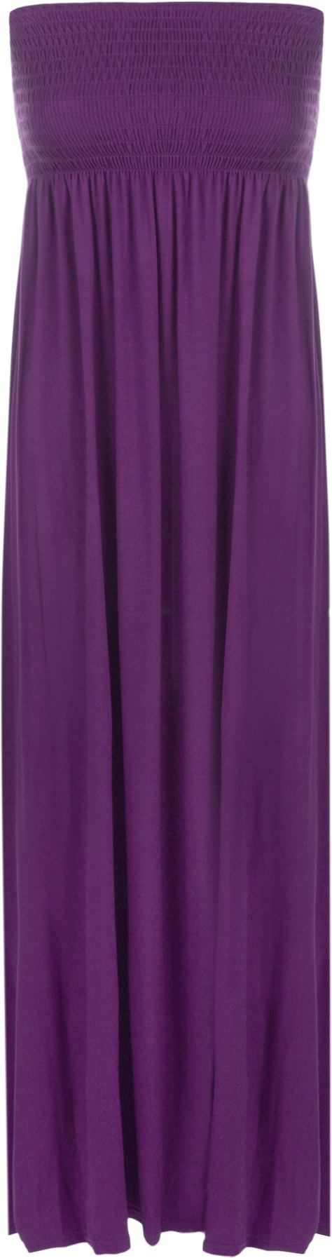 Wearall Women's Purple. Plus Size Printed Bandeau Stapless Shirred Long Maxi Dress Purple 20-22