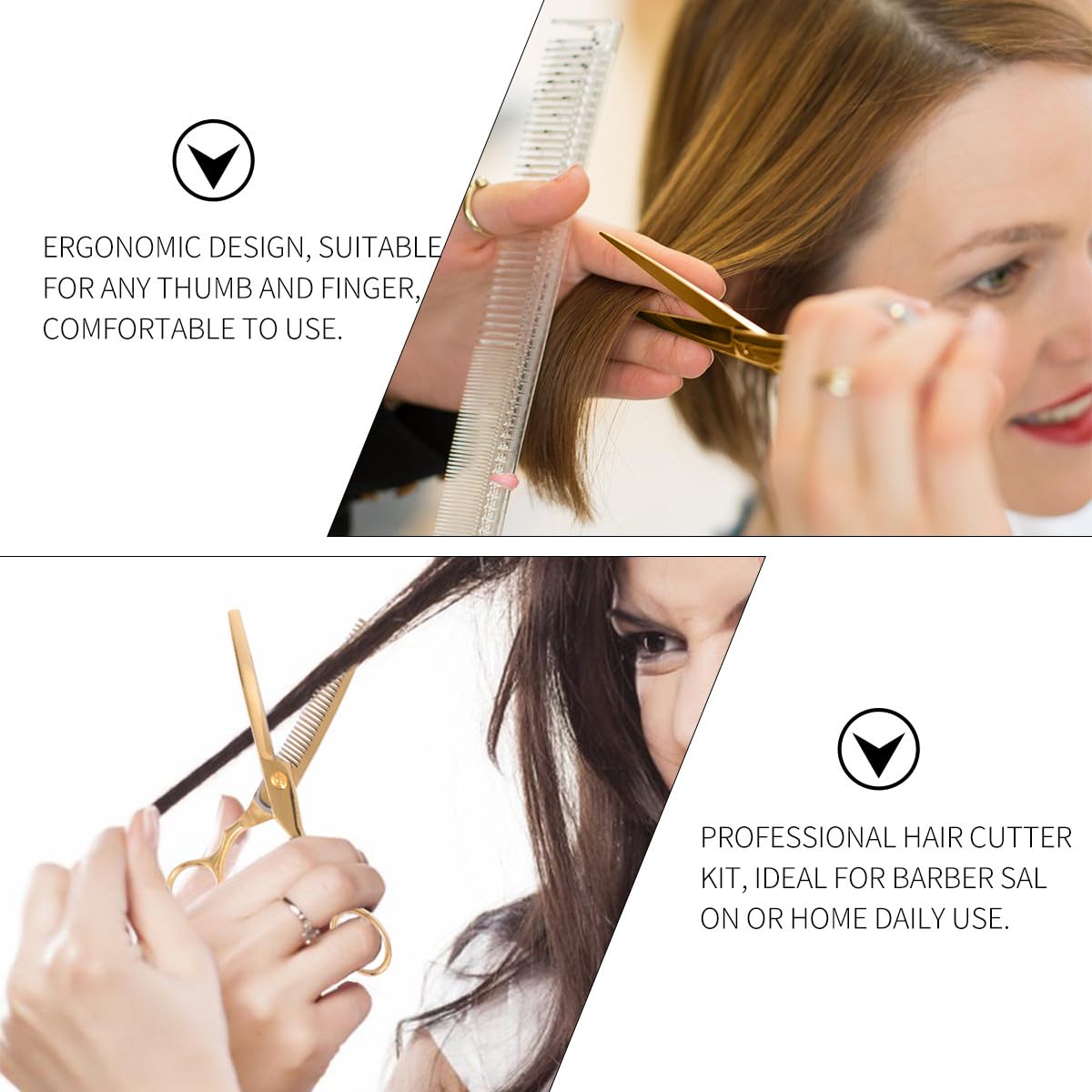 Alipis Juego de 2 Tijeras de Peluquería Profesionales de Acero Inoxidable Dorado, Cómodas Dañar el Cabello para Uso en Barbería Casa