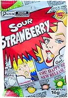 Bala Mais Azeda do Mundo Sour Strawberry 16g Importada do Japão Morango Azedo Extremo