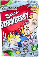 Bala Mais Azeda do Mundo Sour Strawberry 16g Importada do Japão Morango Azedo Extremo