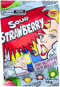 Bala Mais Azeda do Mundo Sour Strawberry 16g Importada do Japão Morango Azedo Extremo