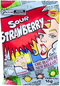Bala Mais Azeda do Mundo Sour Strawberry 16g Importada do Japão Morango Azedo Extremo