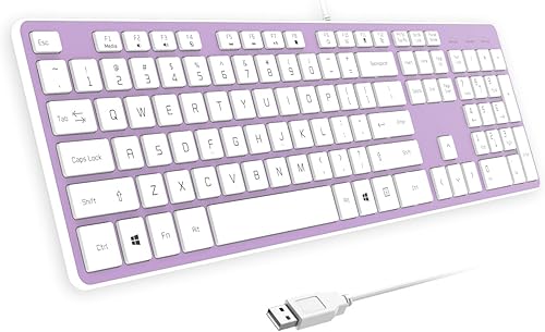 Miniatura 11 de Teclado USB con cable, cómodas teclas de chocolate silenciosas, teclado de computadora ultradelgado duradero con cable (QWERTY) para PC, Windows
