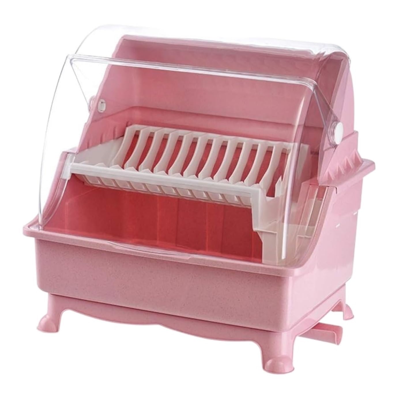 Escurridor de Platos de Cocina, escurridor de Platos de plástico de Doble Capa (Rosa)