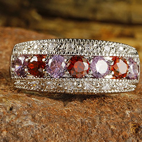 925 Sterling Silver Plated Simulated Pink Topaz Half Eternity Band Ring2