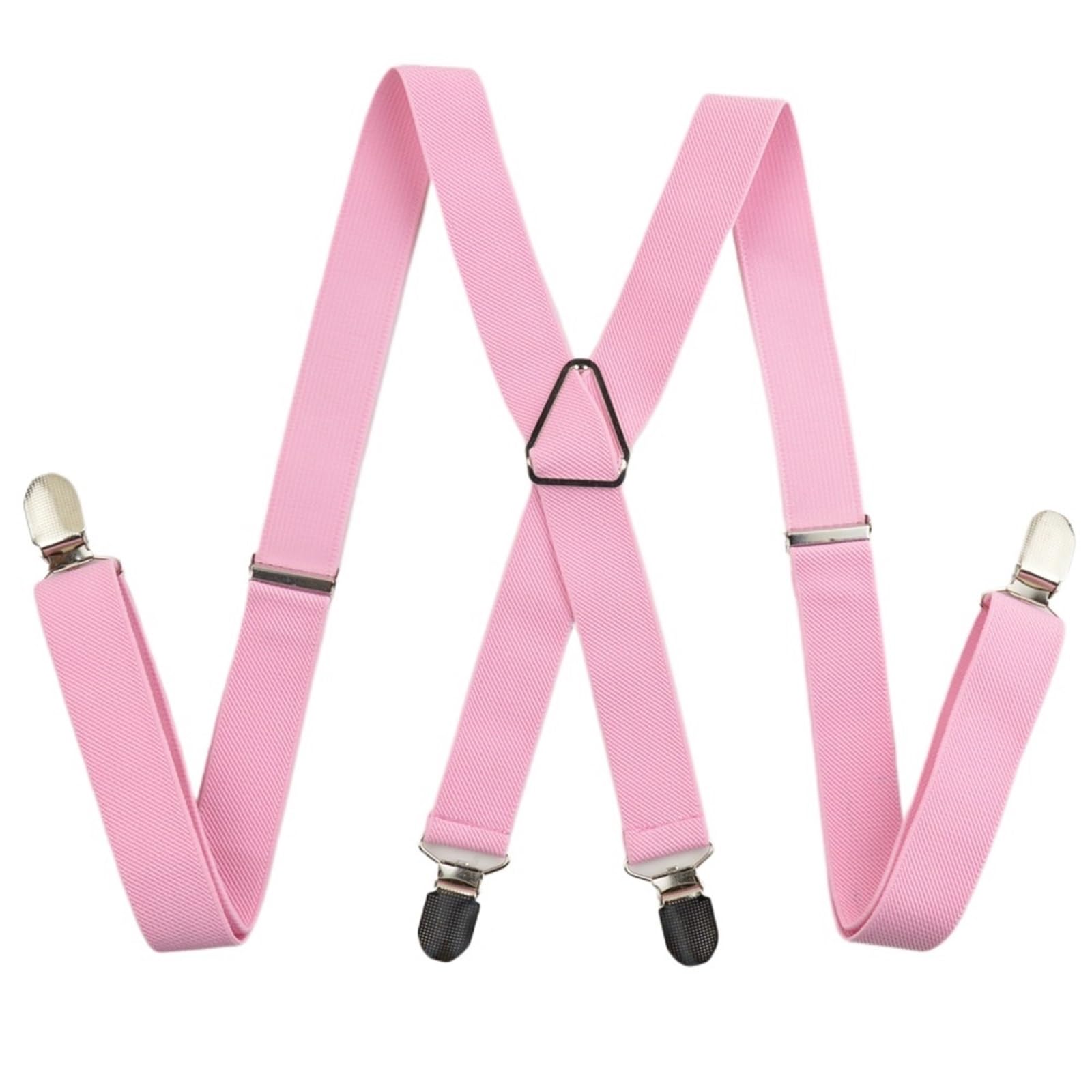 L6NqIAG 4 Clips Men's Suspenders For Men 2.5cm With Adjustable Elastic Trouser Braces Straps Men's Braces(Pink)