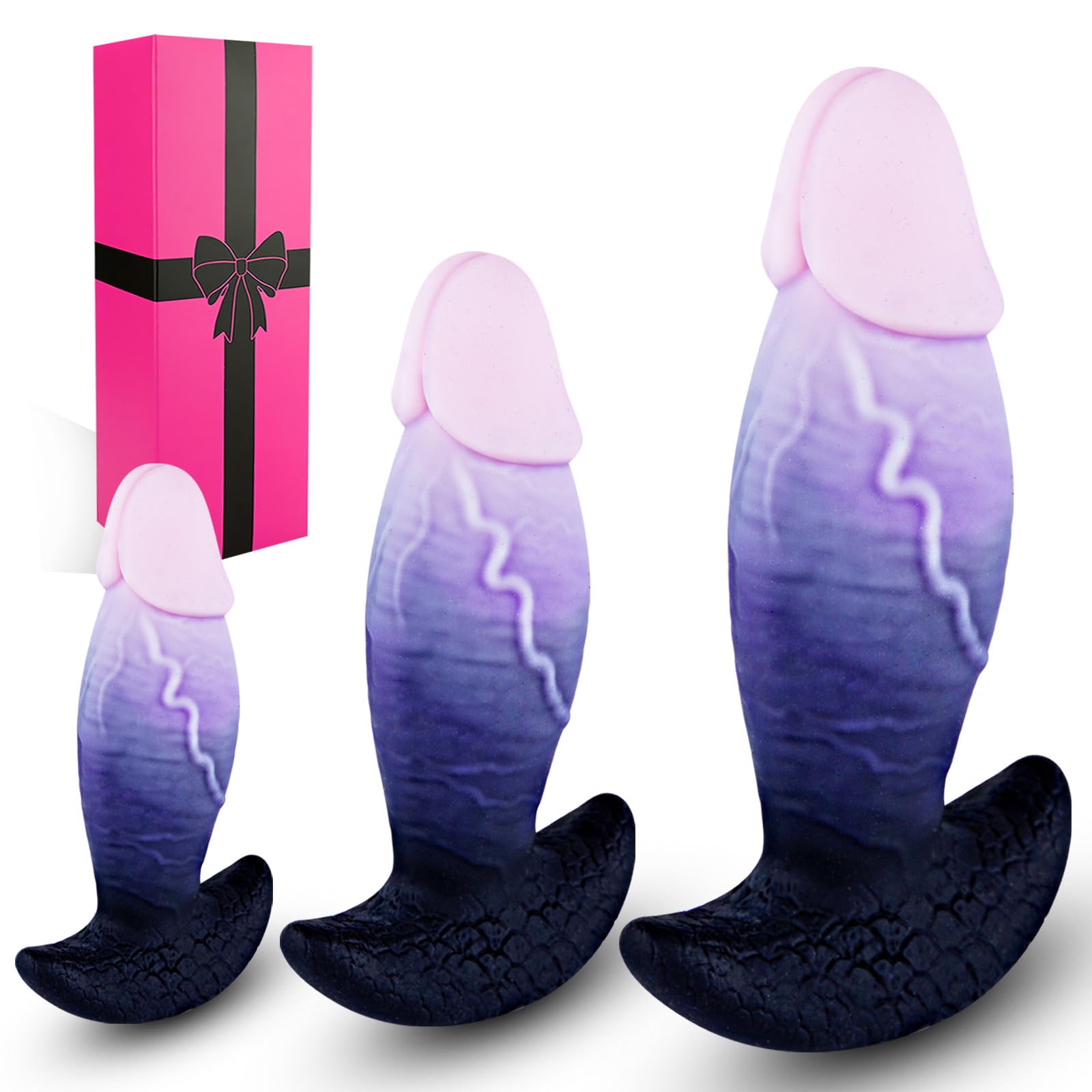 3 Size (5.7", 6.9", 8") Realistic Butt Anal Plug Dildo Set, Silicone Monster Fantasy Anal Training Kit with Wearable Base, Small Big Prostate Anal Beads Dildo Sex Toys for Beginners Advanced Users