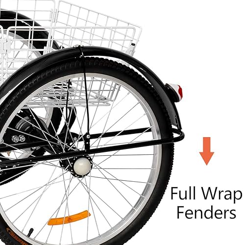 Miniatura 4 de PEXMOR Triciclo para adultos de 7 velocidades, 2426 pulgadas, 3 ruedas, triciclo para adultos, triciclo para adultos, triciclo para