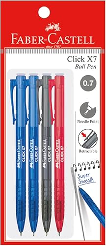 Miniatura 7 de Faber-Castell Click X - Paquete de 4 bolígrafos (0.50.028 in, negroazulrojo) - Supersuave, agarre cómodo, resistente al agua, desarrollado con