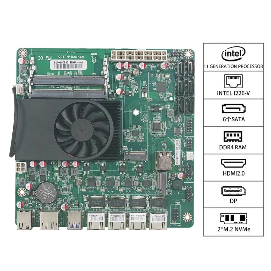 Scheda Madre NAS Industriale I5-8265U – 4 Core, 8 SATA, 2 Porte 2.5G E 2 M.2 Per Server E Router! - 5