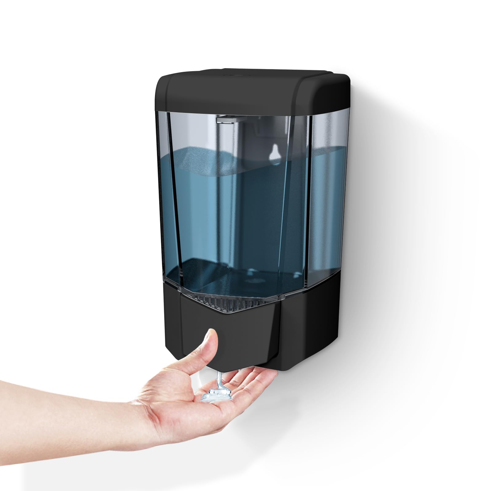 Dispensador de jabón de 600 ml, montaje en pared, sin taladro, dispensador manual de desinfectante de manos, dispensador de gel / líquido adhesivo para el hogar, centro comercial, hospital,