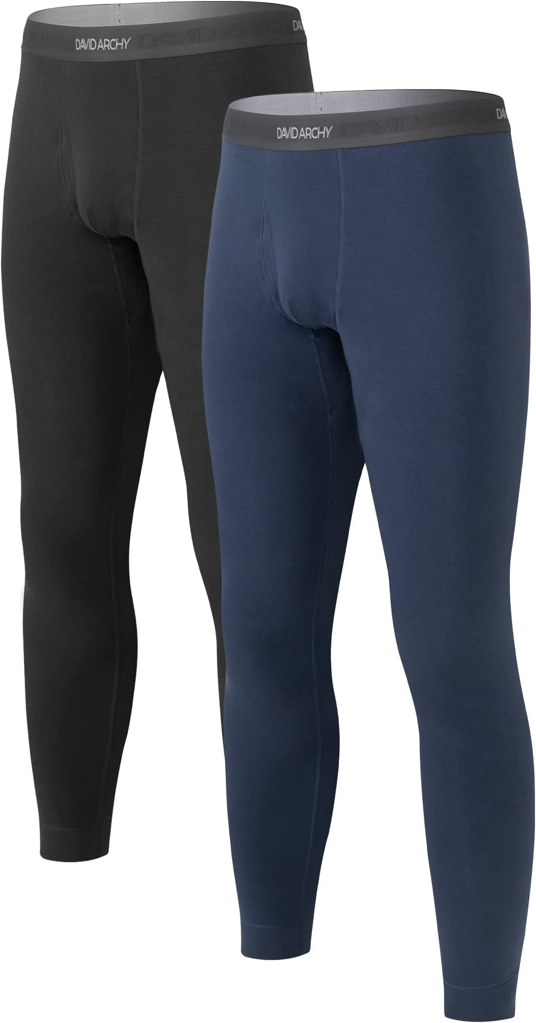 DAVID ARCHYThermal Underwear for Men Cotton Fleece Lined Men's Thermal Bottoms & Sets Stretch Base Layer Tops & Long Johns