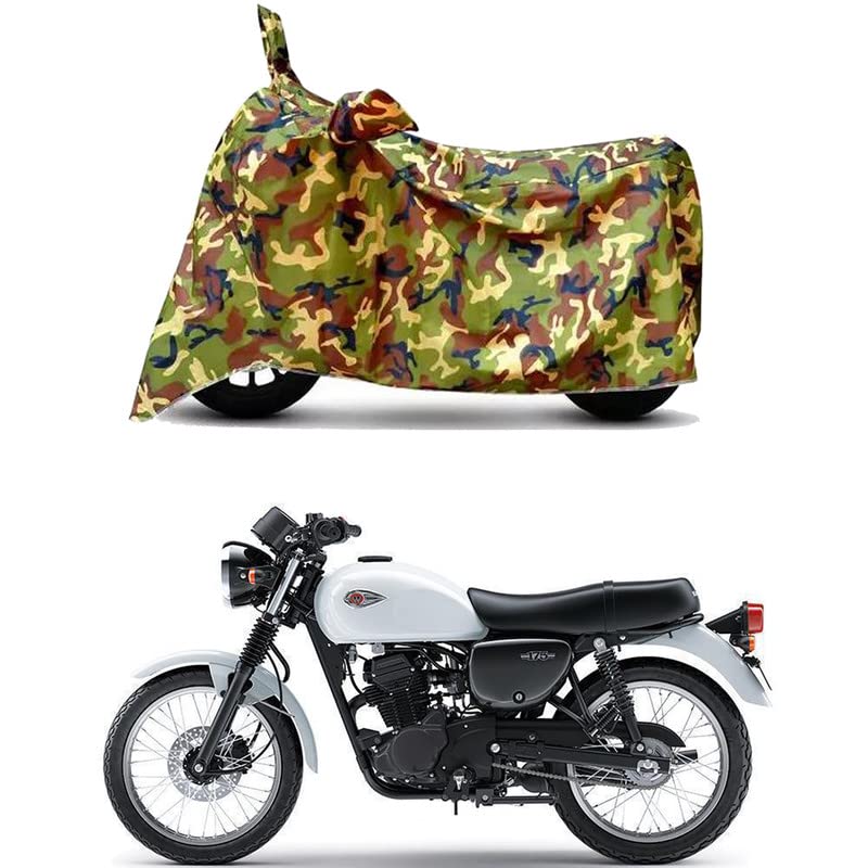 Image of Waterproof 100% PVC Coated Full Bike Scooty Two Wheeler Body Cover Compatible for KawasaW175 BS6 /UV-Rays /Heat Protection /Birds Dropping /Scratchproof /Dust Proof s[6X6 Jungle Print]
