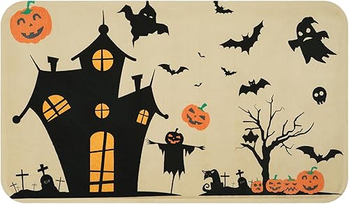 Miniatura 4 de Alishomtll Decoración de Halloween, tapete de puerta de Halloween para puerta delantera, tapete de Halloween para entrada al aire libre, tapete de