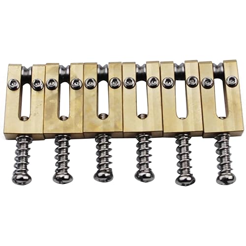 Guyker Brass Bridge Saddles - 10.5mm Roller Bridge Saddles Tremolo System Bridges Set Replacement for ST/TL Tele Strat Electric Guitar (Rectangle Type)