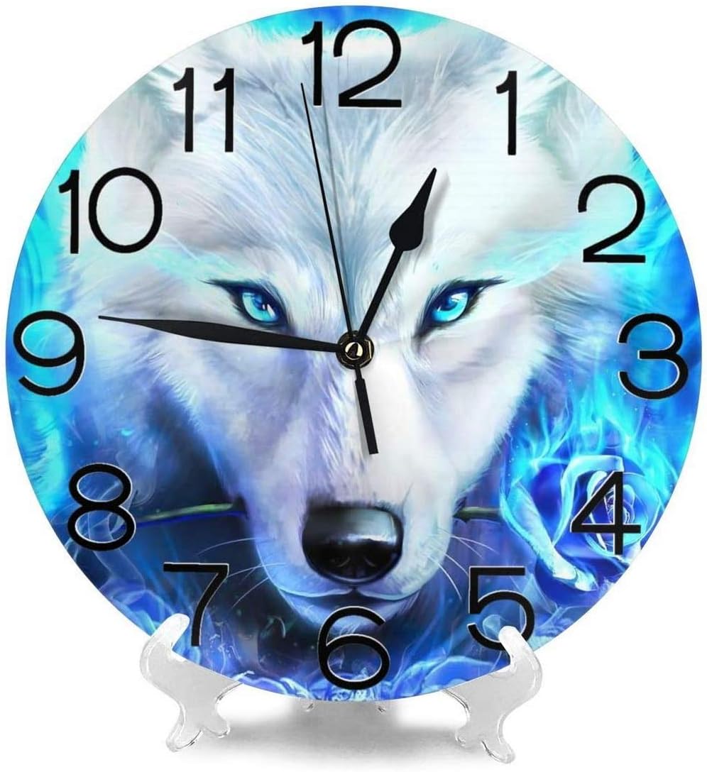 MJSTAR Blue Round Wall Clock, 9.84 Inches, Battery Operated, Easy to Read Analog Display