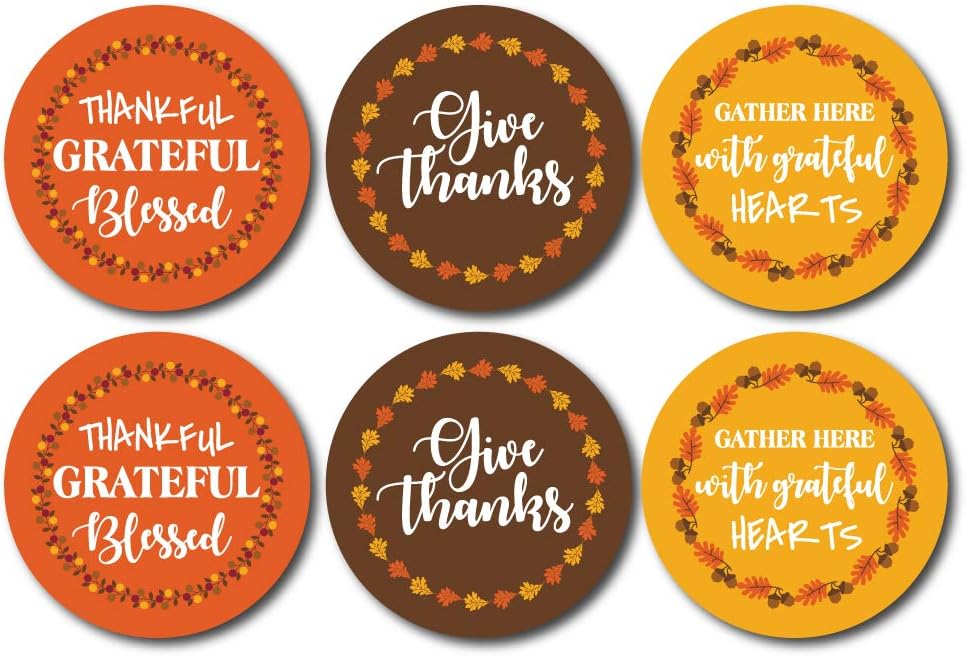VictoryStore Thanksgiving Coasters - Friendsgiving Coaster Thankful Grateful and Blessed Set of (24)