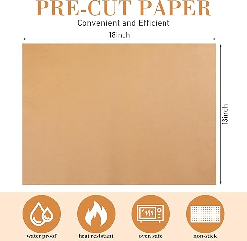 Miniatura 9 de 200 hojas de papel pergamino para hornear, 13 x 18 pulgadas, hojas de hornear precortadas resistentes para hornear, pergamino antiadherente para