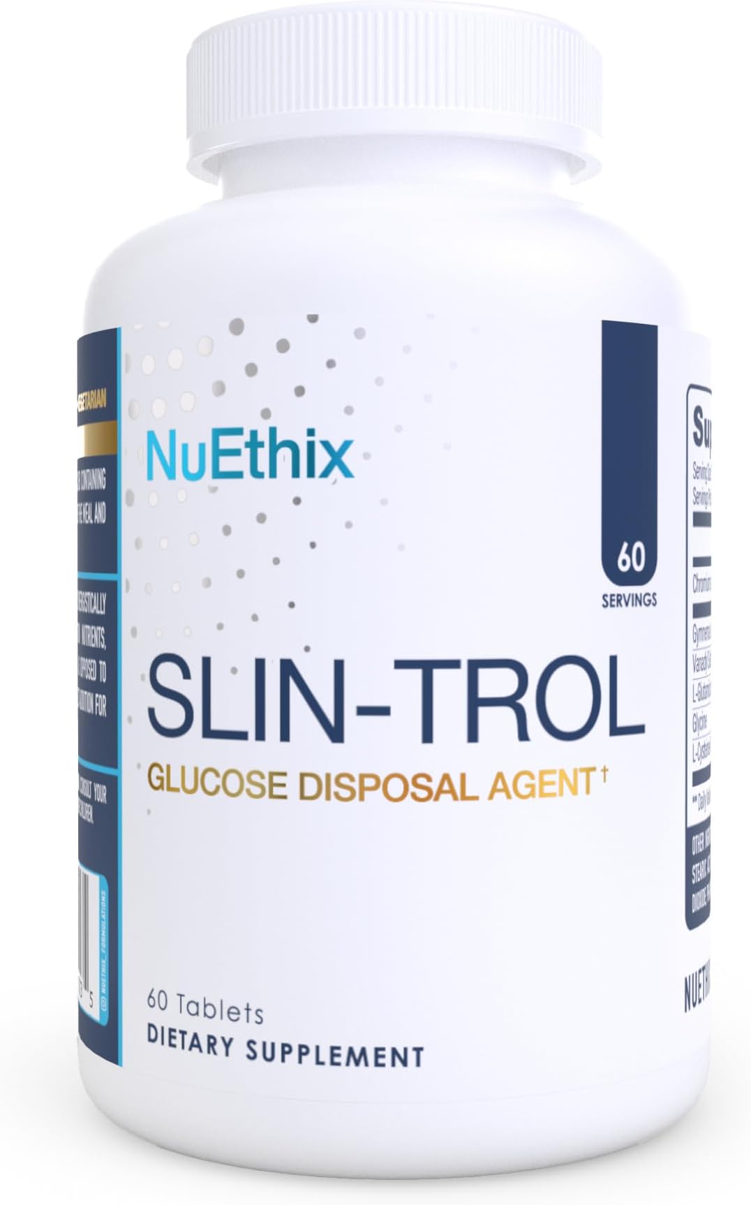 SLIN-Trol, Glucose Disposal Agent Pills for Men & Women, Nutrient Partitioning Supplement with Chromium Polynicotinate, & Glycine, Effective Carb Absorption, Non-GMO, 60 Servings