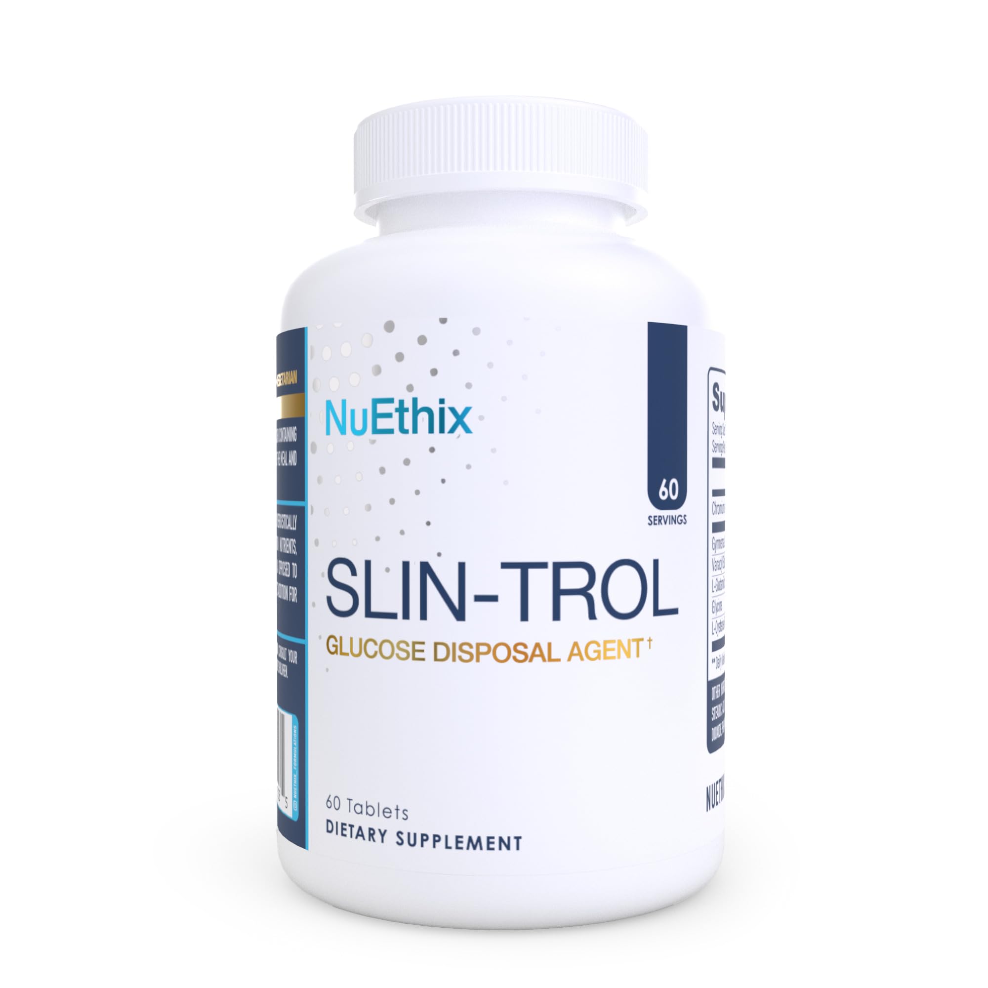 NuEthix Formulations SLIN-Trol, Glucose Disposal Agent Pills for Men & Women, Nutrient Partitioning Supplement with Chromium Polynicotinate, & Glycine