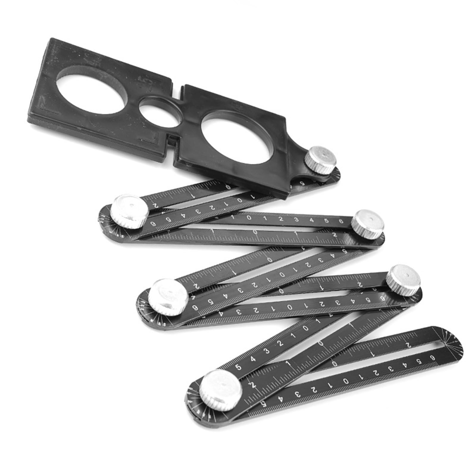 Pffiocix 3-Hole 6-Full Aluminum Perforated Template Tool 6 Folding Angle Measurement Ruler Opening Locator Multi-Function Construction Setting Ruler Multi Folding Measuring Tool Aluminum Construction Layout Installation