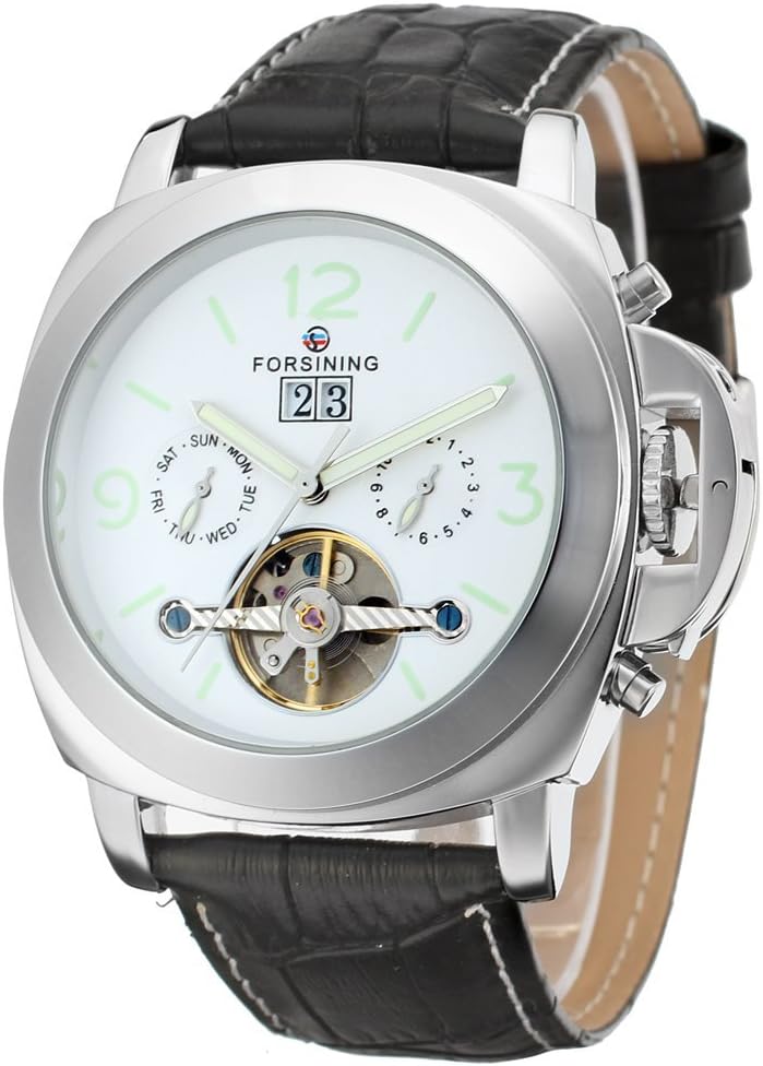 Forsining Men's Fantastic Automatic Day Calendar Leather Strap Wrist Watch FSG005M3S1