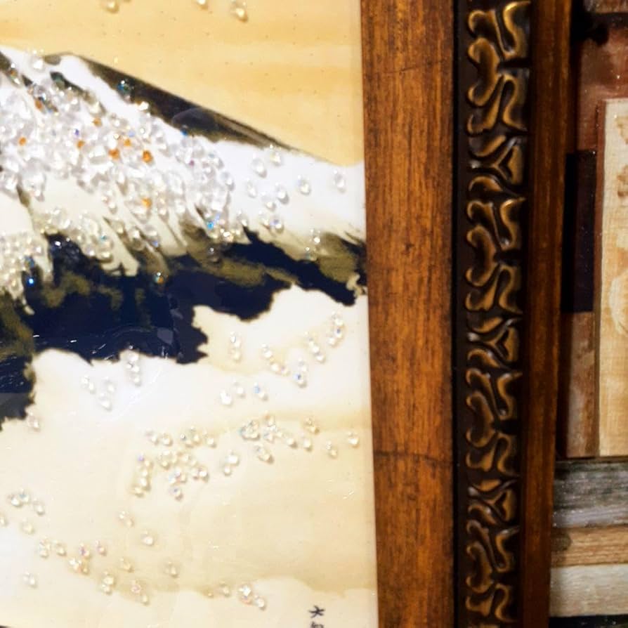輸入雑貨天然石日本名画『横山大観 霊峰不二』水晶絵クリスタルアート
