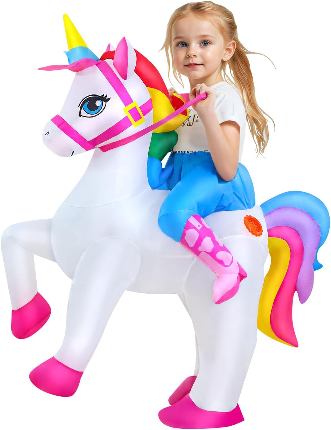 KOOY Inflatable Unicorn Costume Kids Unicorn Costume For Halloween Party Cosplay Blow Up Costume For Kids - Image 2