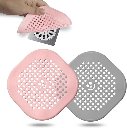 Miniatura 7 de Paquete de 2 atrapaspelos de drenaje de silicona duradera con ventosa para ducha cocina baño color cian