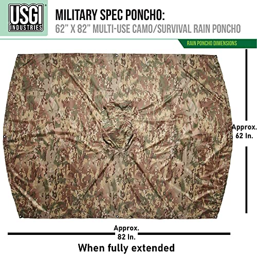 USGI Industries Military Style Poncho Multi Use Rip Stop Camouflage Regen Poncho, MARPAT, Einheitsgröße