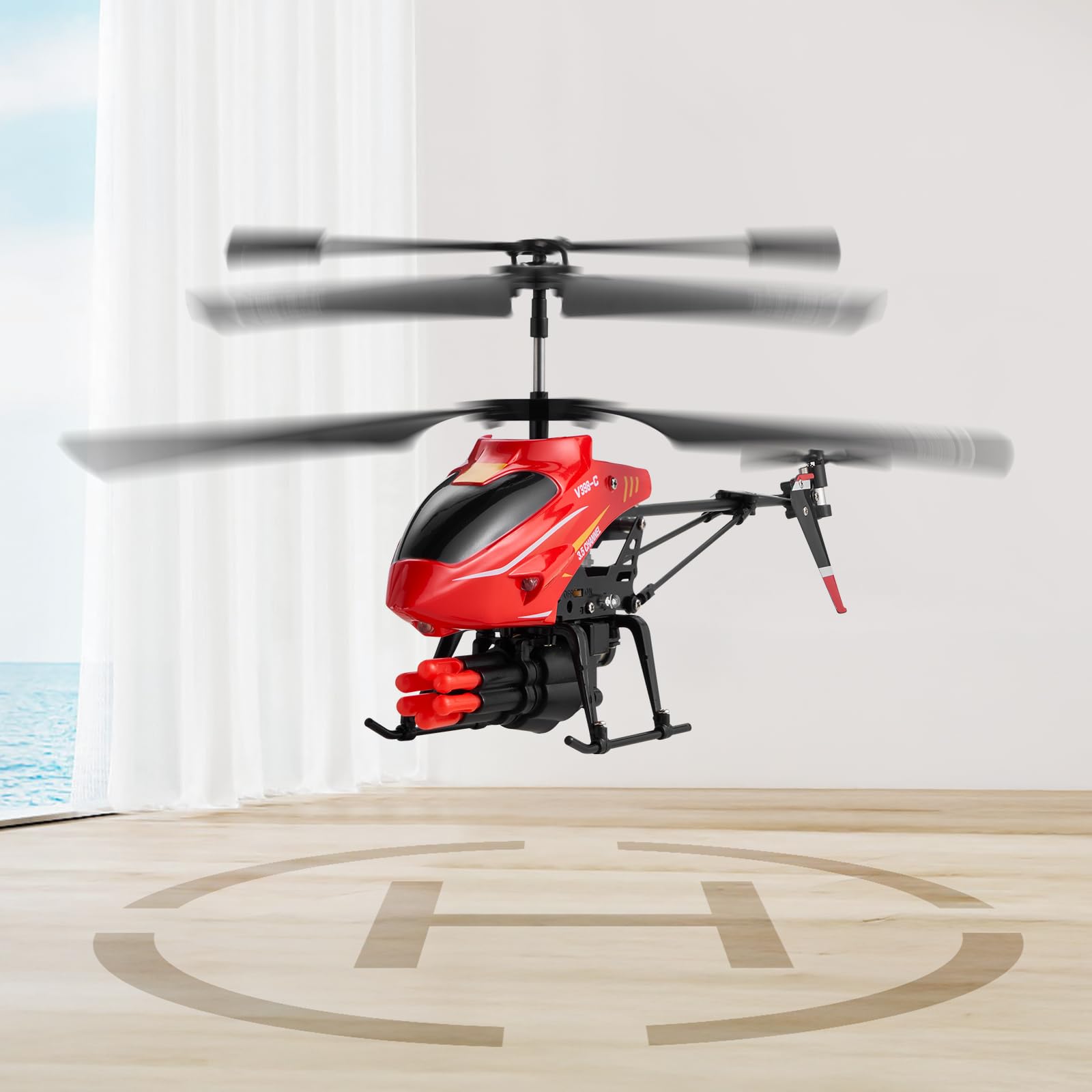 VEVOR Helicóptero de Control Remoto de 2,4 GHz 3,5 Canales con Modo de Disparo, Retención de Altitud Despegue/Aterrizaje con una Sola Tecla y Luces LED Juguete para Niños Mayores de 14 Años