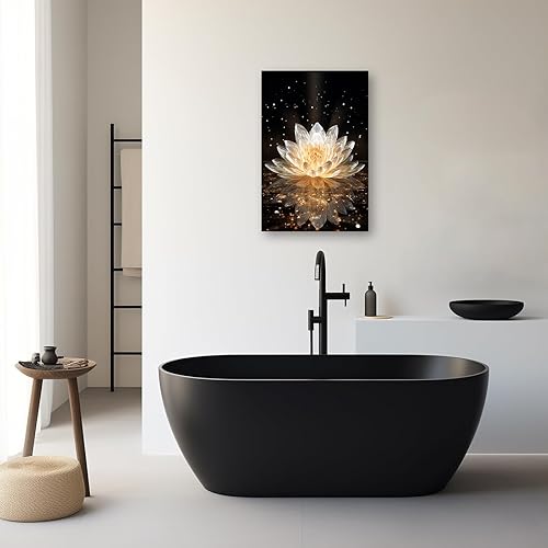 Miniatura 3 de DOARTDO Lienzo de flor de loto blanco para pared, cuadros zen, decoración de pared, pinturas de spa, marco de decoración de baño con espíritu