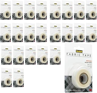 Scotch Removable Fabric Tape, 3/4 in x 180 in, 24 Double Sided Tape Rolls
