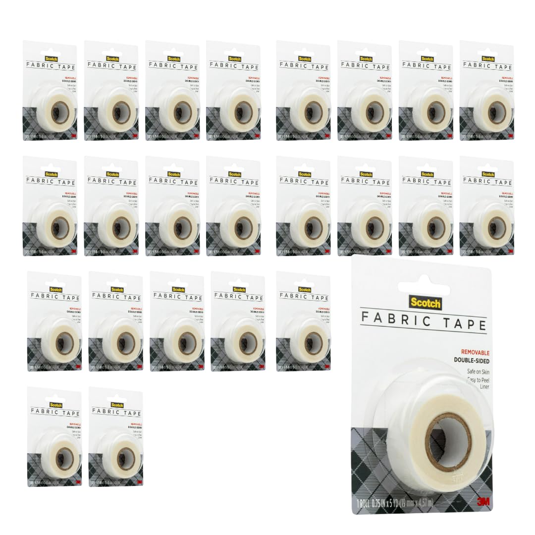 Scotch Removable Fabric Tape, 3/4 in x 180 in, 1/Pack, Removable and Double Sided (FTR-1-CFT) - 24 Pack, 24 Count