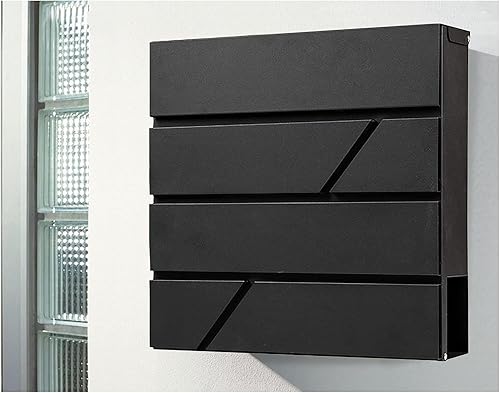 Buzón de pared impermeable y resistente al óxido de gran capacidad con soporte para revistas de periódicos, buzón colgante seguro de acero