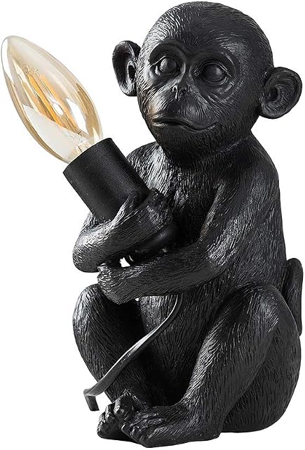 MiniSun Modern Matt Black Painted Baby Monkey Design Table Lamp