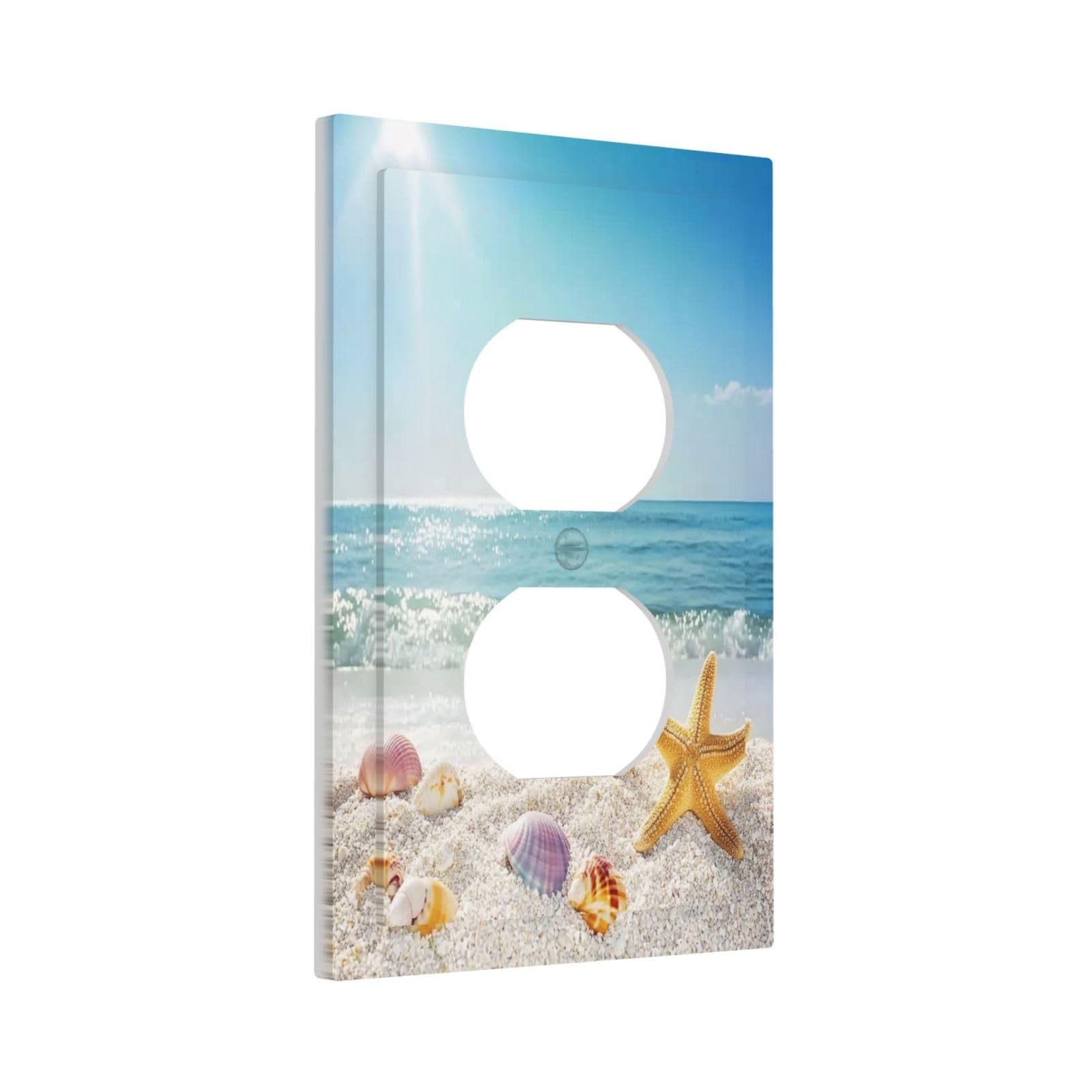 Nijuodnijir Outlet Covers Summer Beach Colorful Seashell Starfish 1 Gang Duplex Light Switch Cover Decorative Switch Plates Electrical Receptacle Faceplate Wall Plate For Kids Room Nursery Decor
