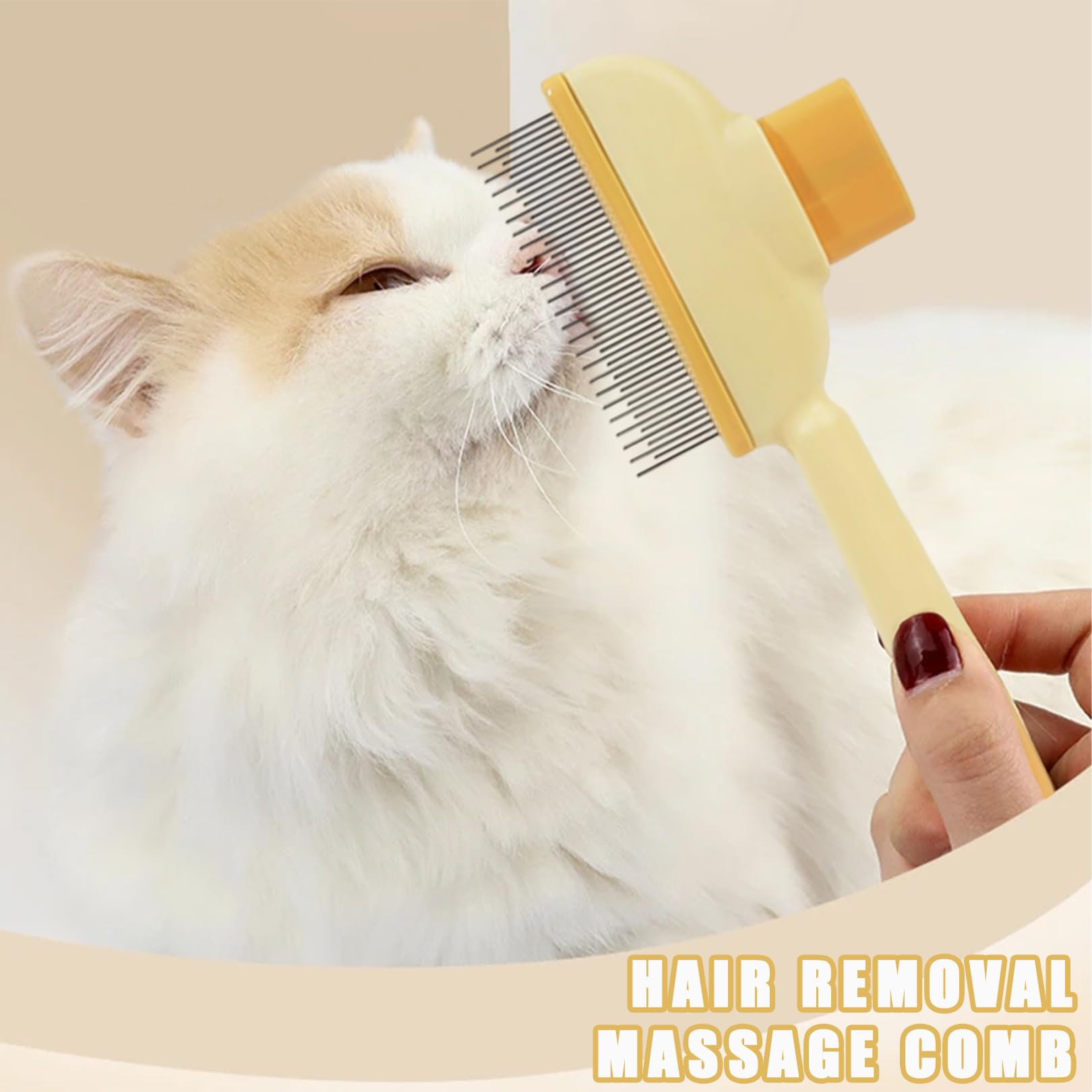 2 Pcs Flea Comb for Dogs,Pet Brush Cleaning Hair Brushs Grooming Shampoo Hairs Removal Brushes Fur Heating Cat Dog Self-Cleaning Pets Combs Reusable Animal Bath Handle Yellow Green,for Short Long Goom - Image 3