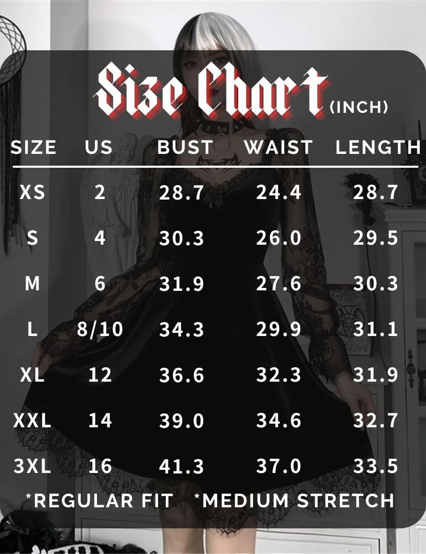 LANSHULAN Lace Long Sleeve Dress Black Draped Bodycon Goth Vintage Dresses Clothes - Image 5