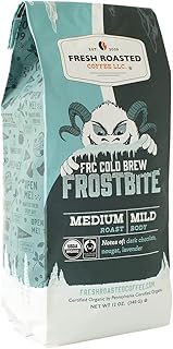 Fresh Roasted Coffee, Organic Frostbite Cold Brew Coarse Ground Coffee, Medium Roast, USDA Organic, 3rd Party Tested for Mold, Mycotoxin & Pesticides, Kosher, 12 oz