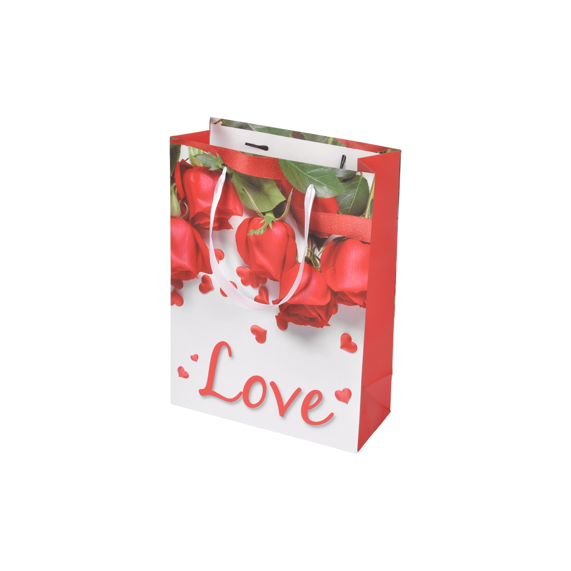 Homéa, Paper Gift Bag Bow Handle Rose Height 14.5cm
