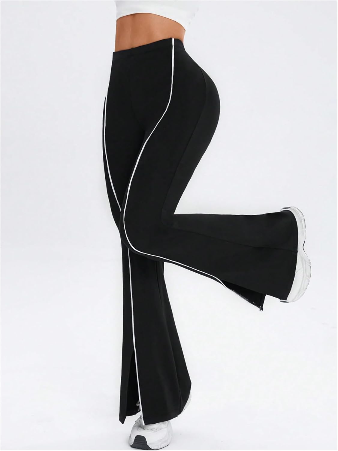 WDIRARA Women's Flare Pants Split High Waisted Bootcut Yoga Pants Bell Bottom Trousers - Image 5