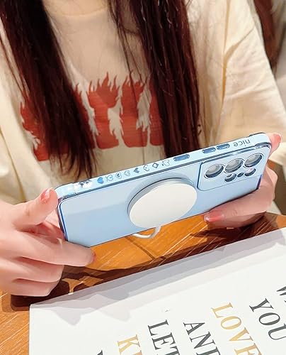 Miniatura 3 de Ponnky Samsung Galaxy S21 Ultra - Funda para mujeres y niñas, lindo corazón de amor, compatible con Magsafe con carga magnética sin cables,