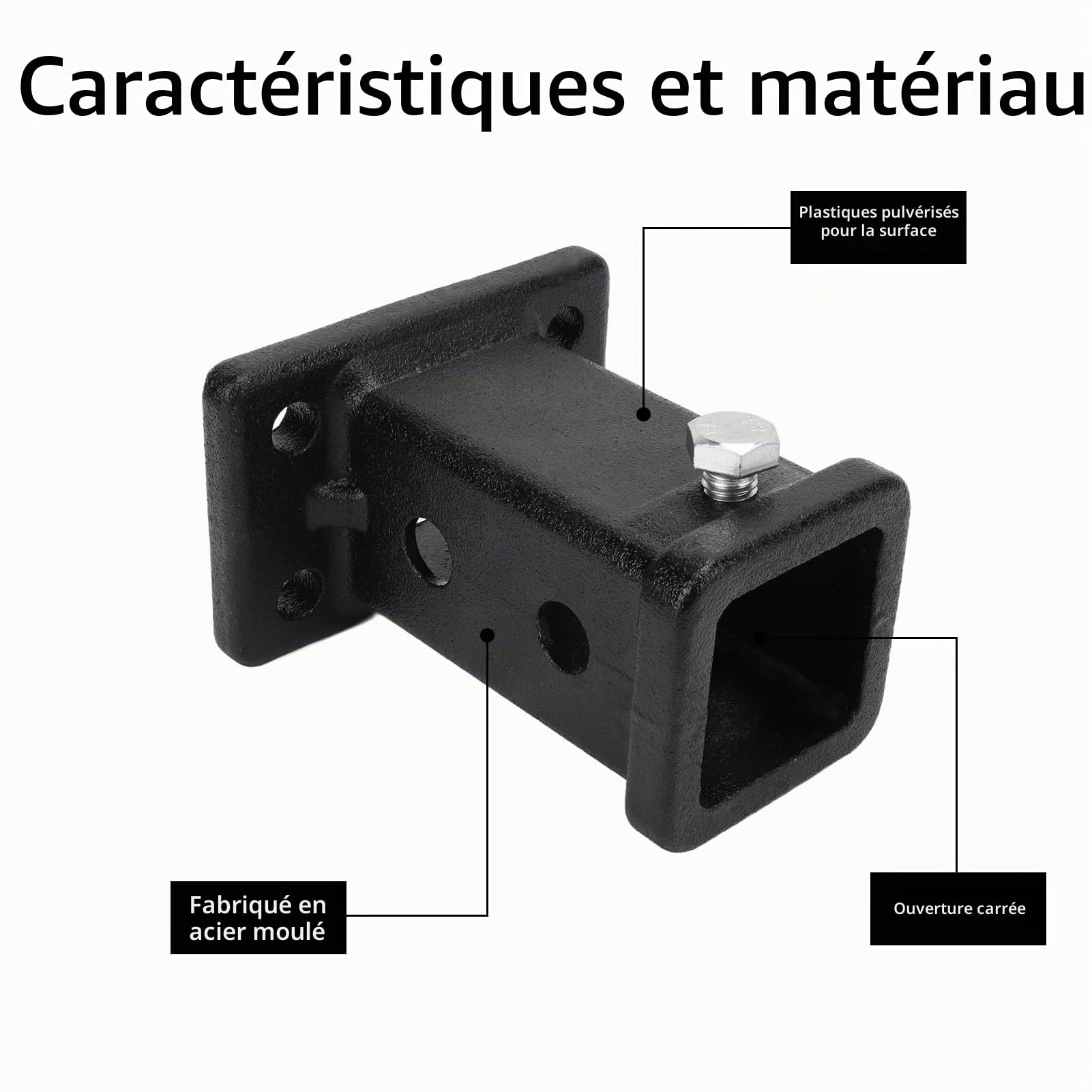 Crochet de remorquage de voiture, tube récepteur et adaptateur universel pour remorque de 2 pouces, kit récepteur pour crochet de remorque pour camions et pièces de remorques
