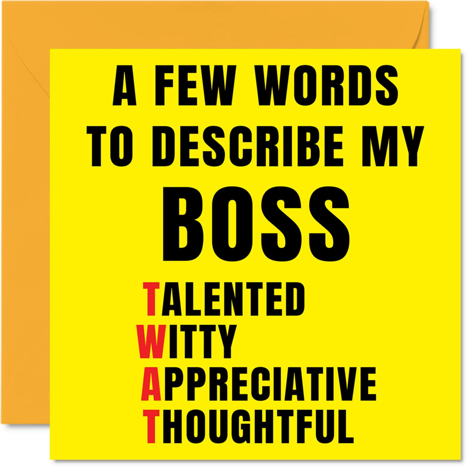 Rude Birthday Cards for Boss - Few Words Describe Tw*t - Joke Happy Birthday Card for Manager from Work Colleague, Boss Banter Gifts, 145mm Offensive Greeting Cards Gift Manager