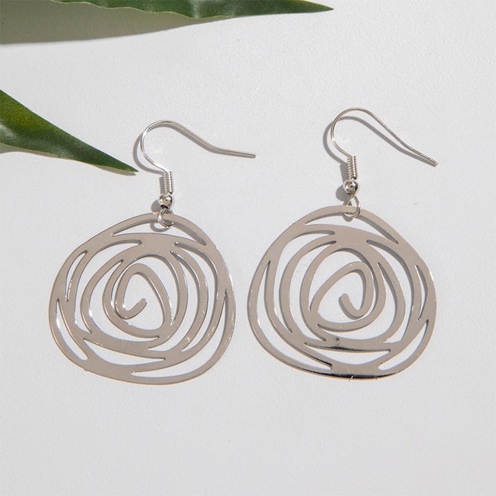 Cute Thin Boho Dangly Spiral Vortex Hook Earring for Women Trendy, Small Unique Retro Drop Dangle Earrings Bohemia Silver Geometric Ethnic Western Jewelry Gift - Image 4