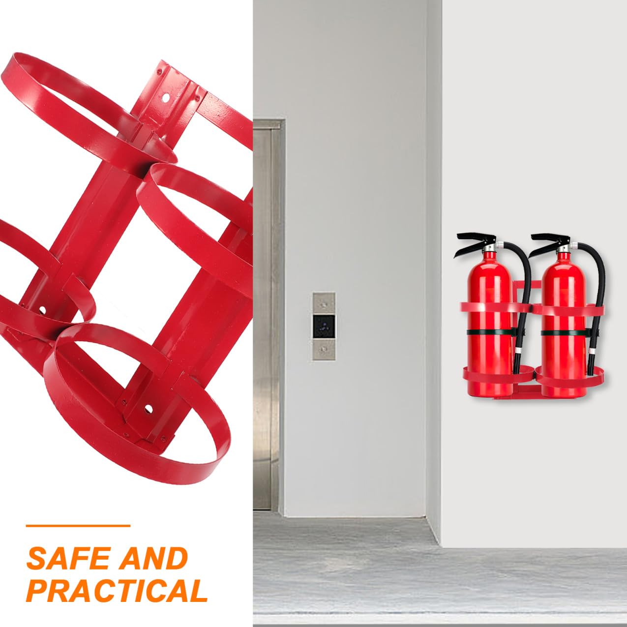 Supporto Accesso Immediato per Estintore 5kg in Ferro Rosso di Montaggio Robusto per Sicurezza Antincendio in Casa e Ufficio