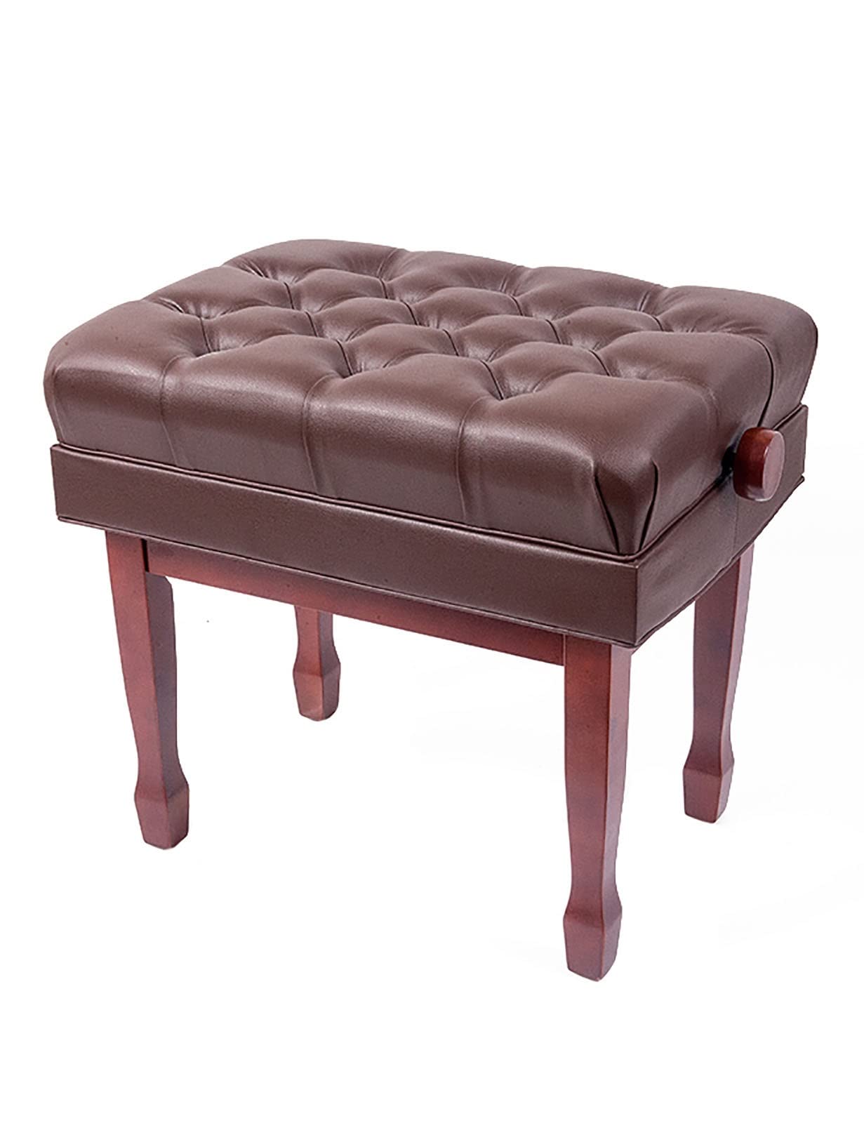 Panca regolabile per pianoforte con grande cuscino in pelle marrone per persona singola usata 10 cm altezza 61 x 49 x 48 58 cm