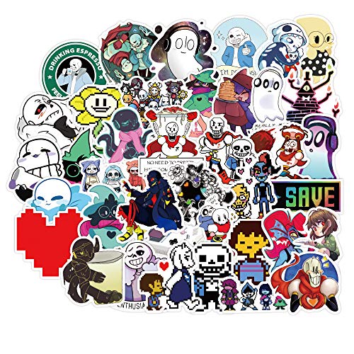 MayDee 50 Autocollant Undertale PVC Graffiti Imperméables, Anime Sans DIY Bagages Réfrigérateur Ordinateur Portable Skateboard Autocollants Personnalisés...