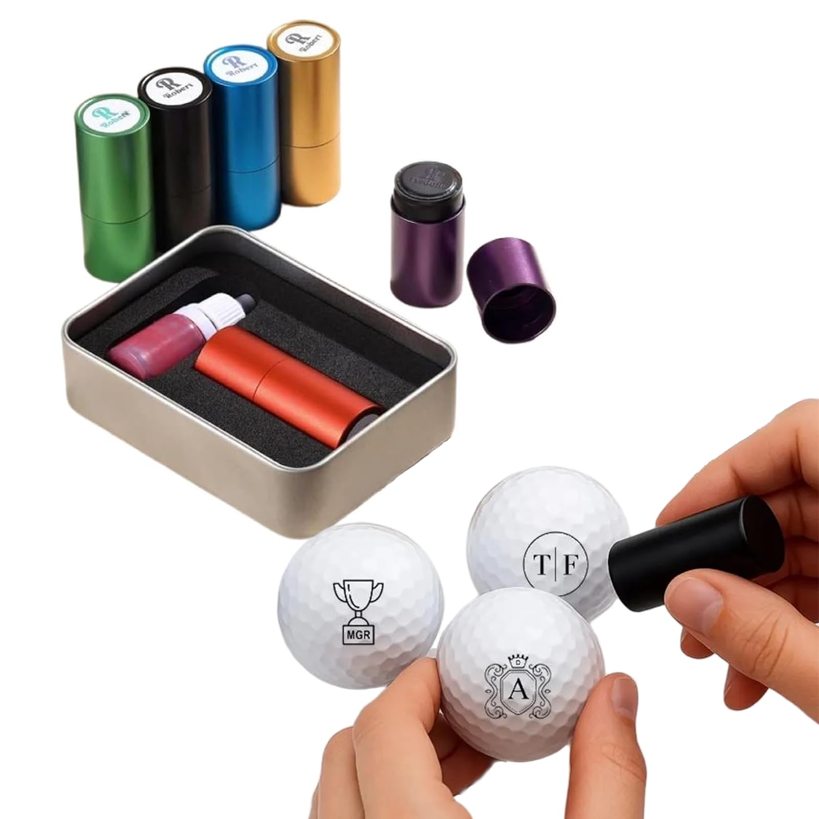 BOBO BIRD Custom Golf Ball Stamp - Personalisierter Ballmarker Stempel mit schnell trocknender Tinte - Wiederverwendbares Golfgeschenk für Männer, Frauen, Spieler & Trainer - Logo, Text oder Icon